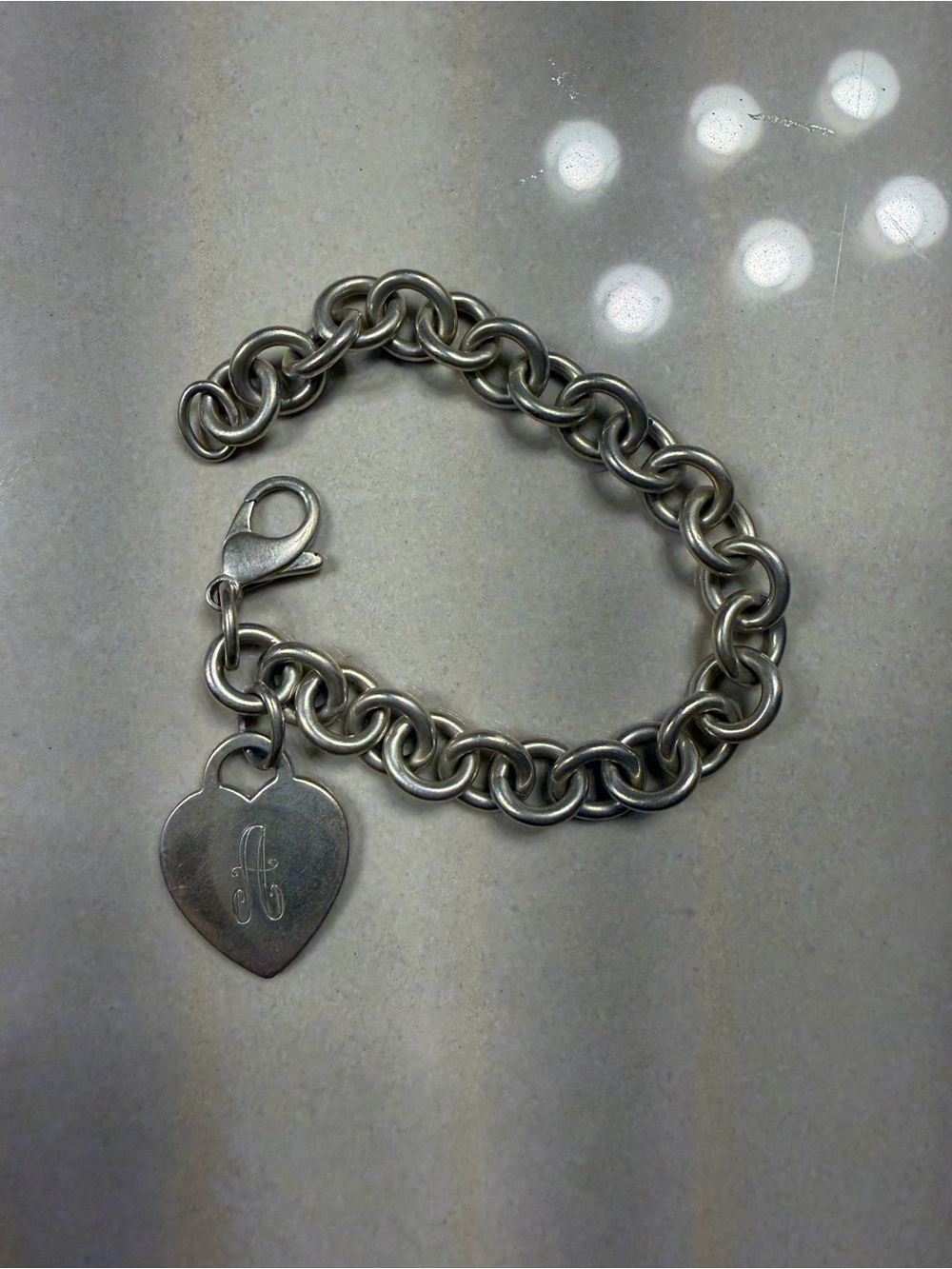 Tiffany & Co. Sterling Silver Heart Tag Charm Bracelet